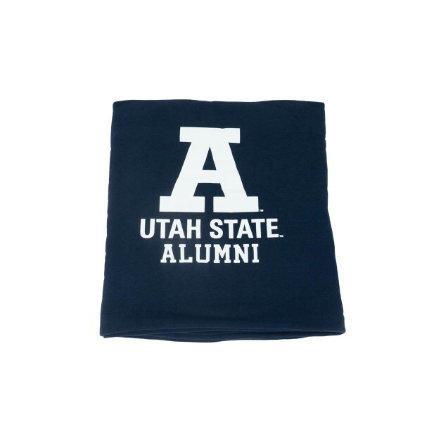 Utah State Alumni Block A Navy Sweatshirt Blanket